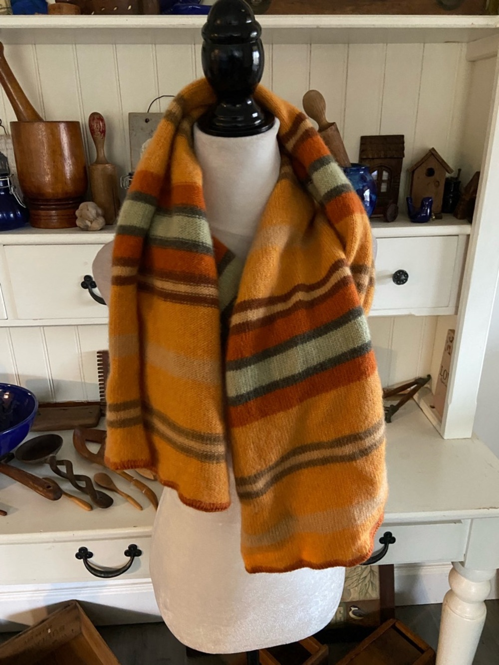 Cozy Striped Fall Scarf in Mustard & Orange